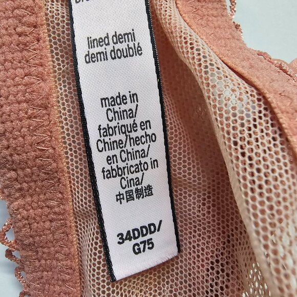 Victoria's Secret Dream Angels Demi Bra Peach Lace Glitter Fairy 34DDD - Picture 10 of 12